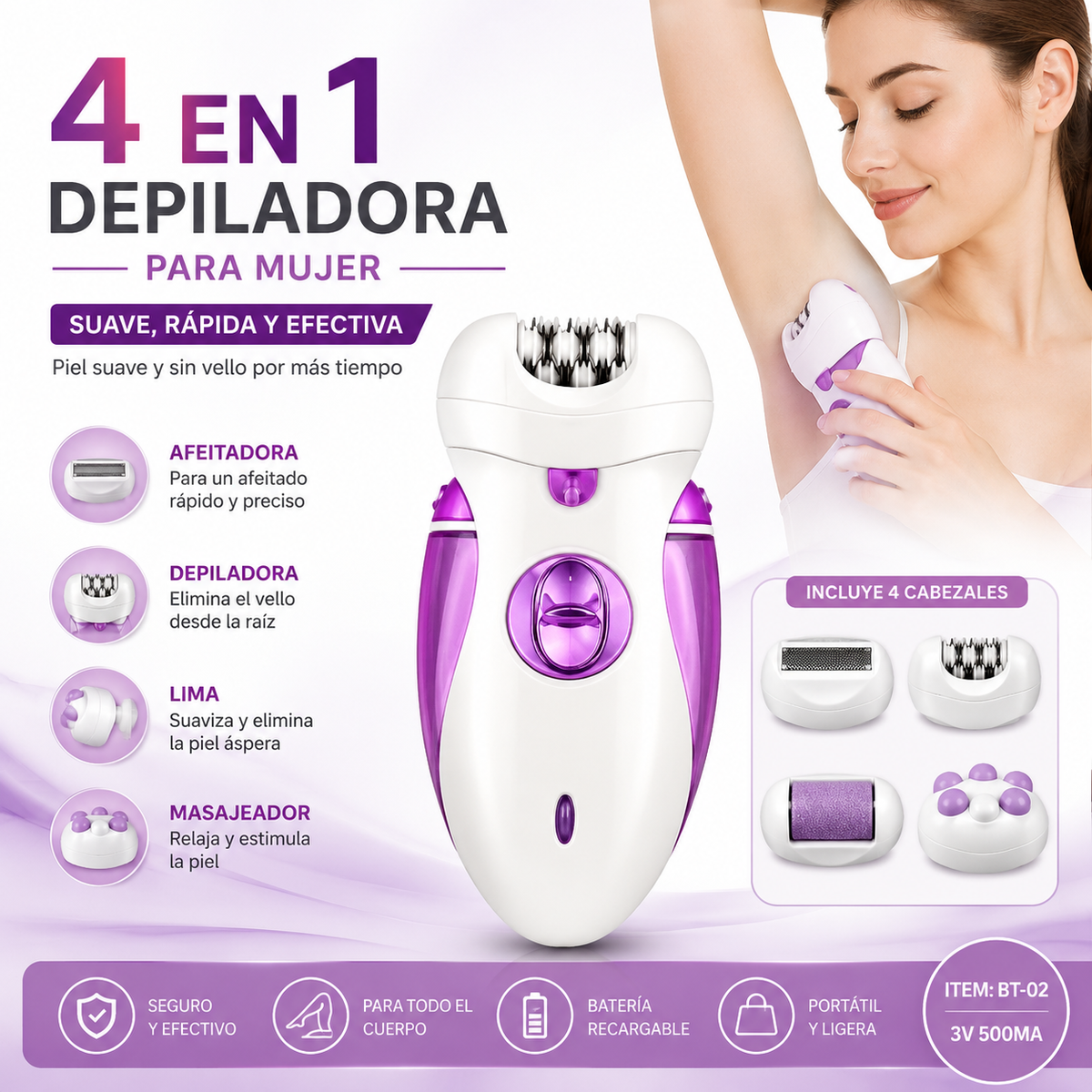 Depiladora Multifuncional 4 en 1 - GlowSkin